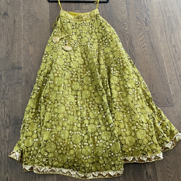 Indian lengha bottom  Forrest green gold details - Picture 4 of 6